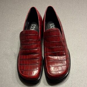 Franco Sarto Deep Red Textured Loafers